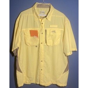 Natural Gear Dry Vent River Men's 100% Nylon Yellow Hiking Fishing Shirt L NWT